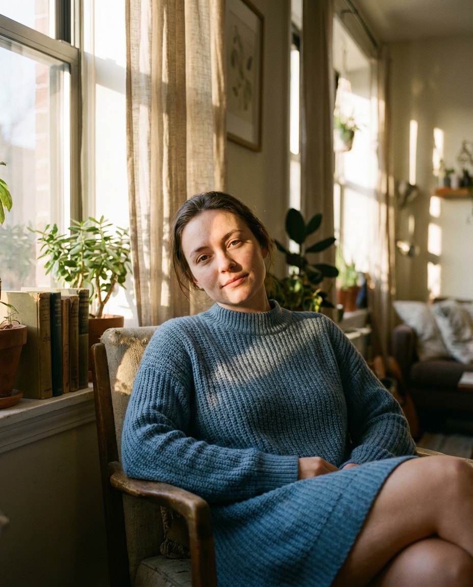 sunlit window portrait photo