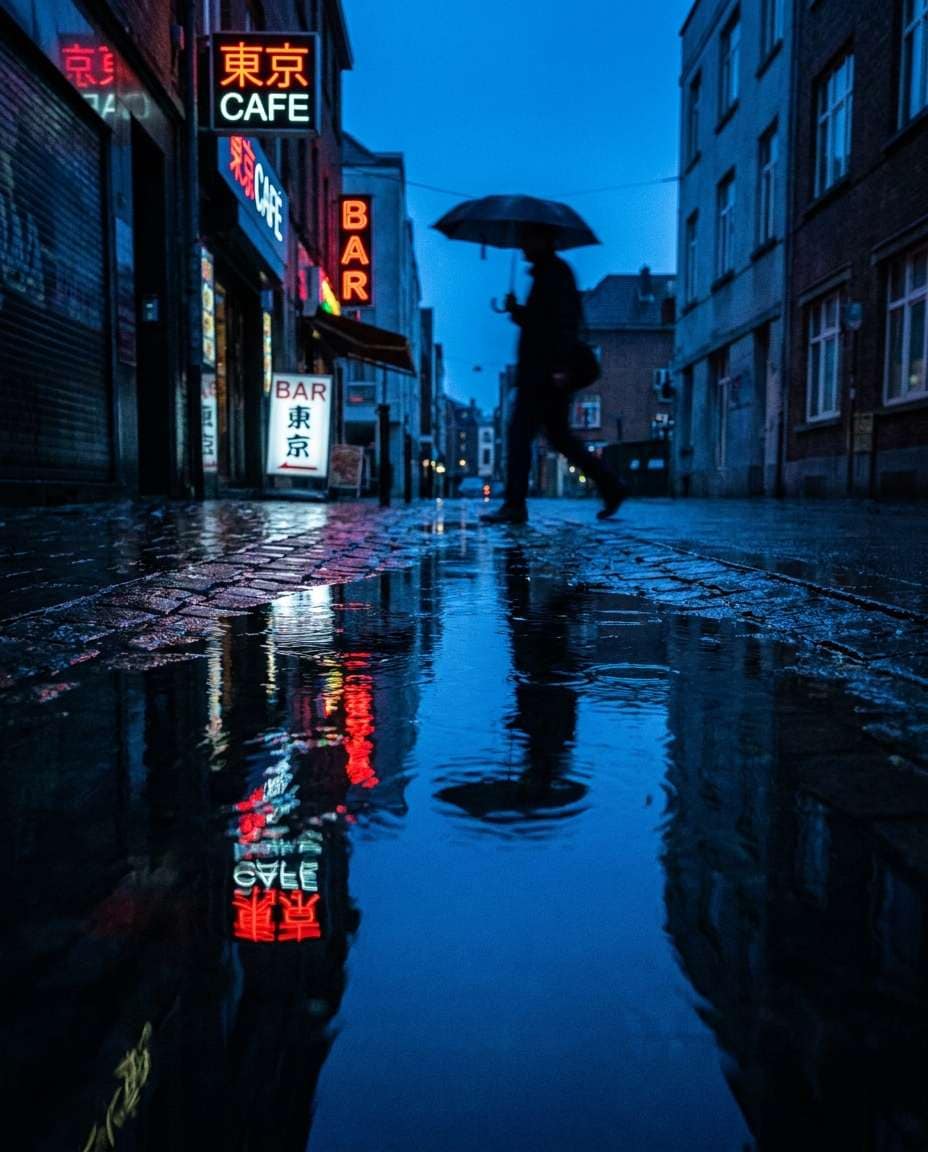 puddle reflection scene photo