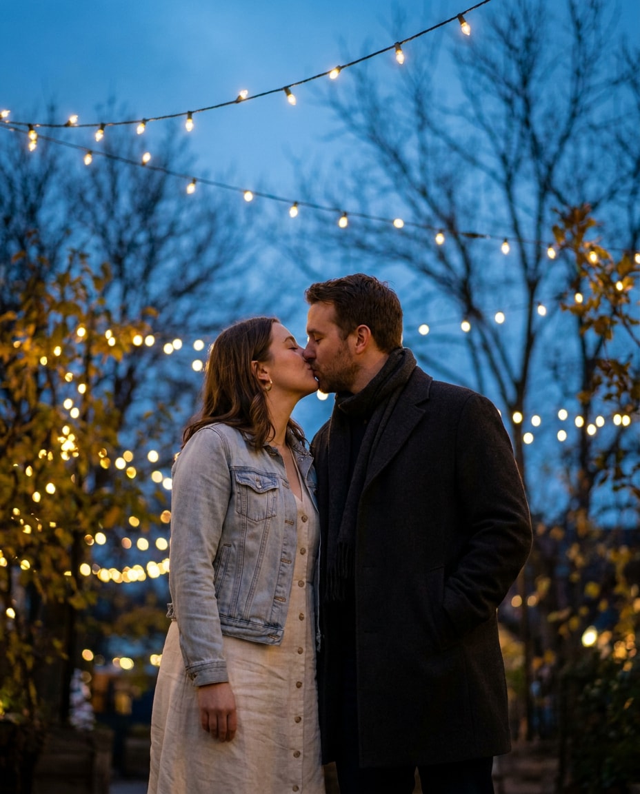 engagement kiss photo