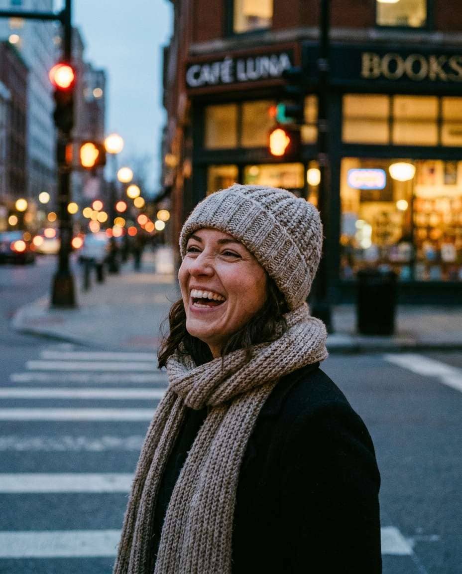 candid street laugh photo