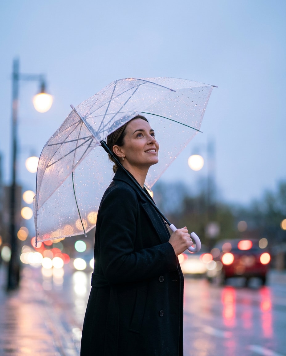 umbrella city bokeh photo