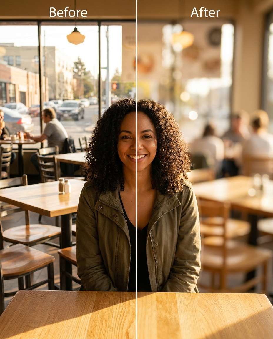 cafe window bokeh photo