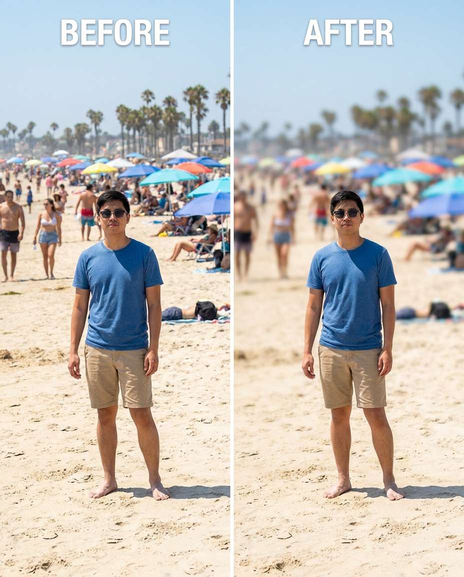 beach crowd photo