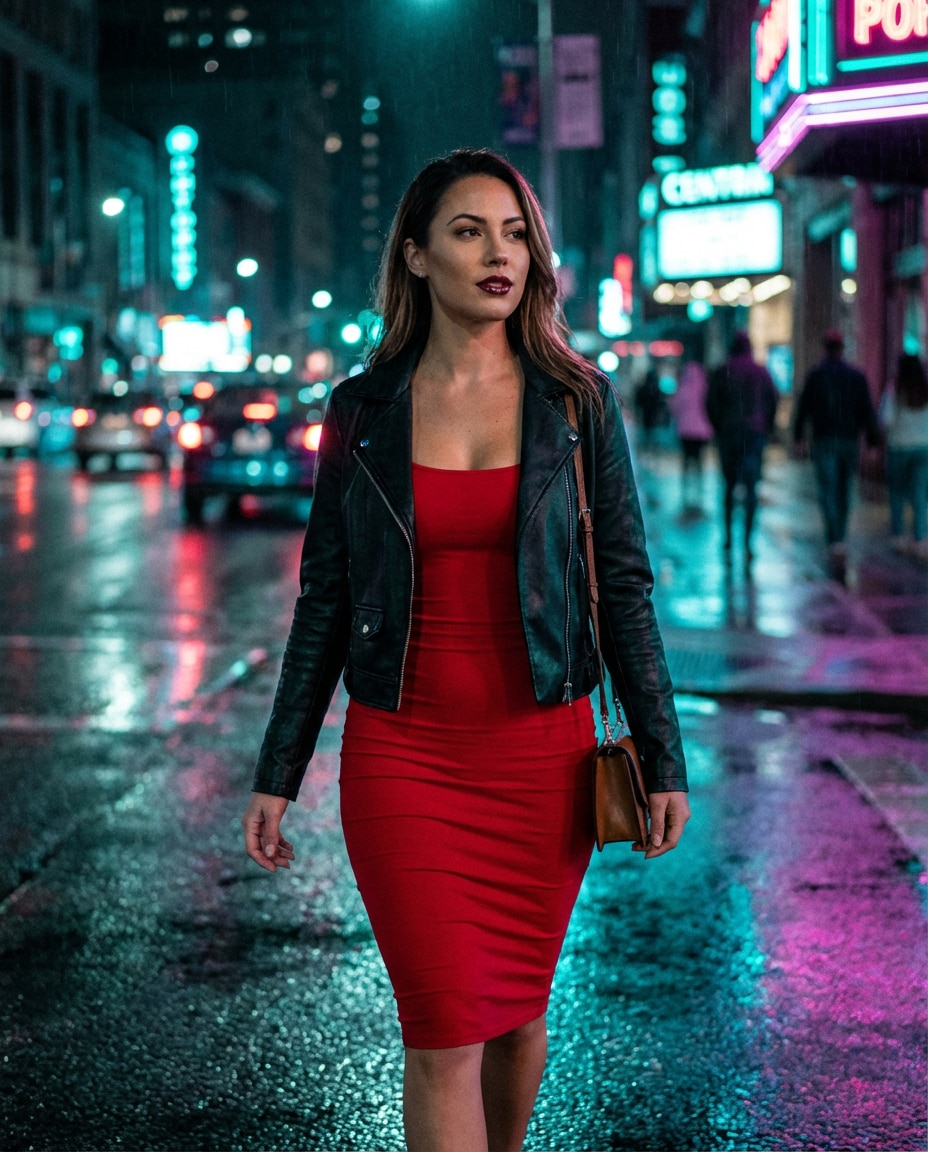 neon night street photo