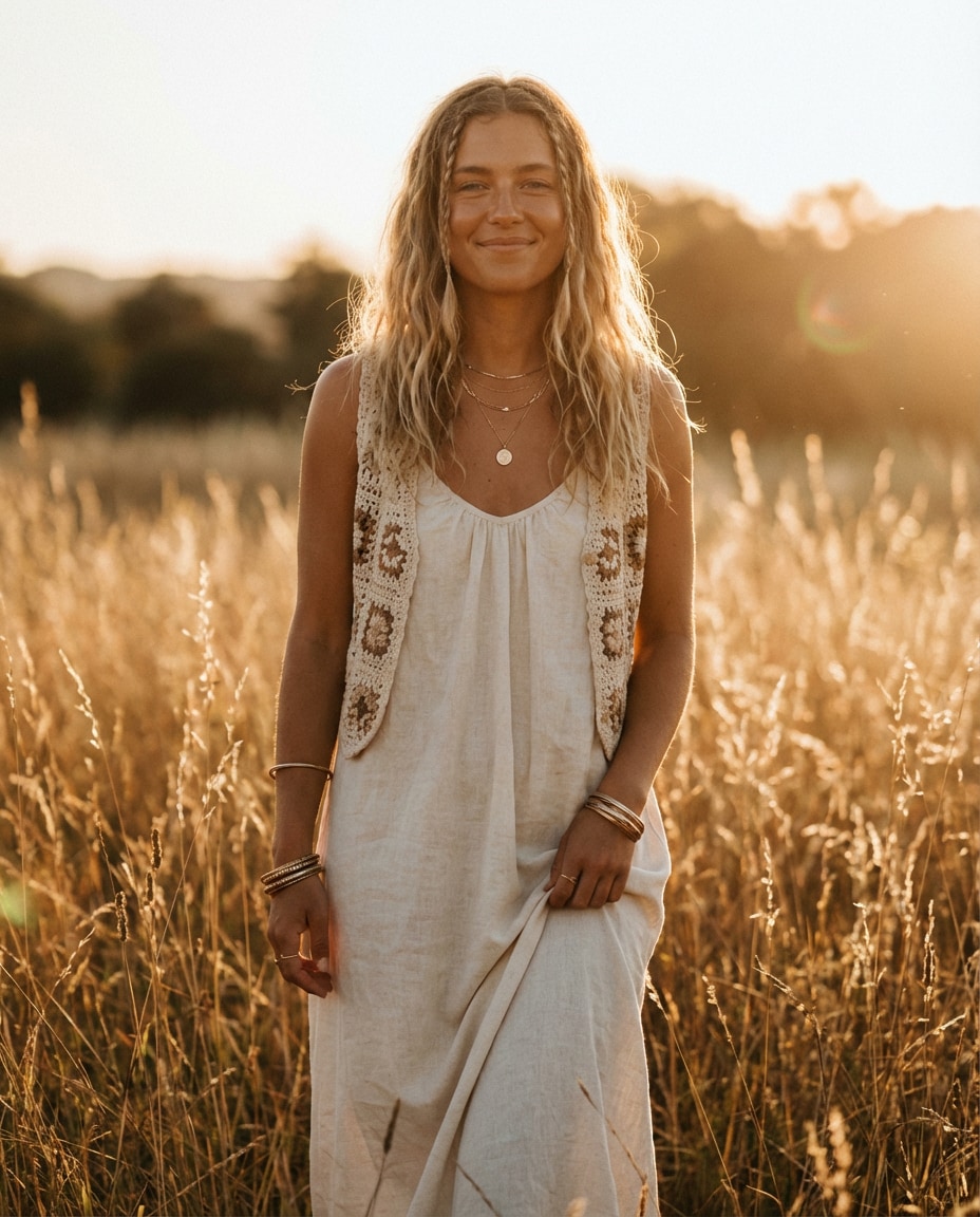 golden hour field photo