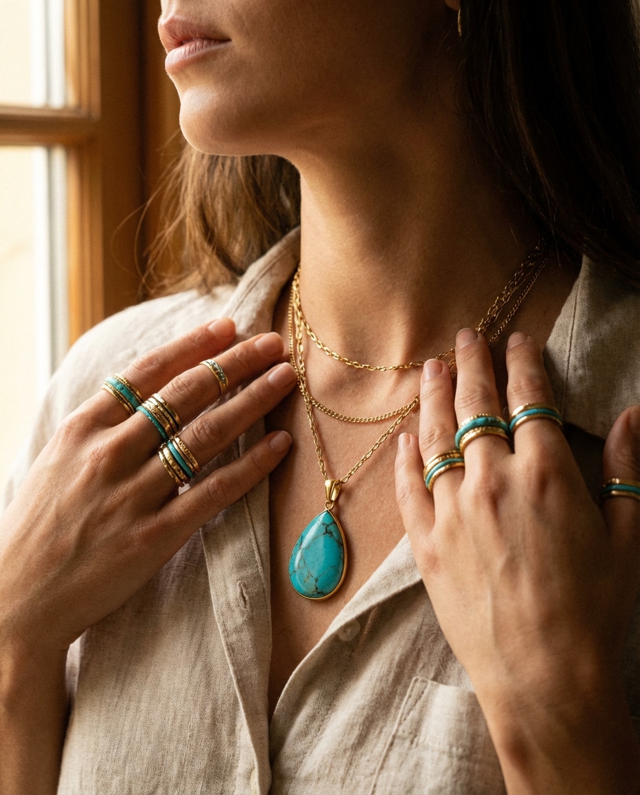 layered jewelry detail photo