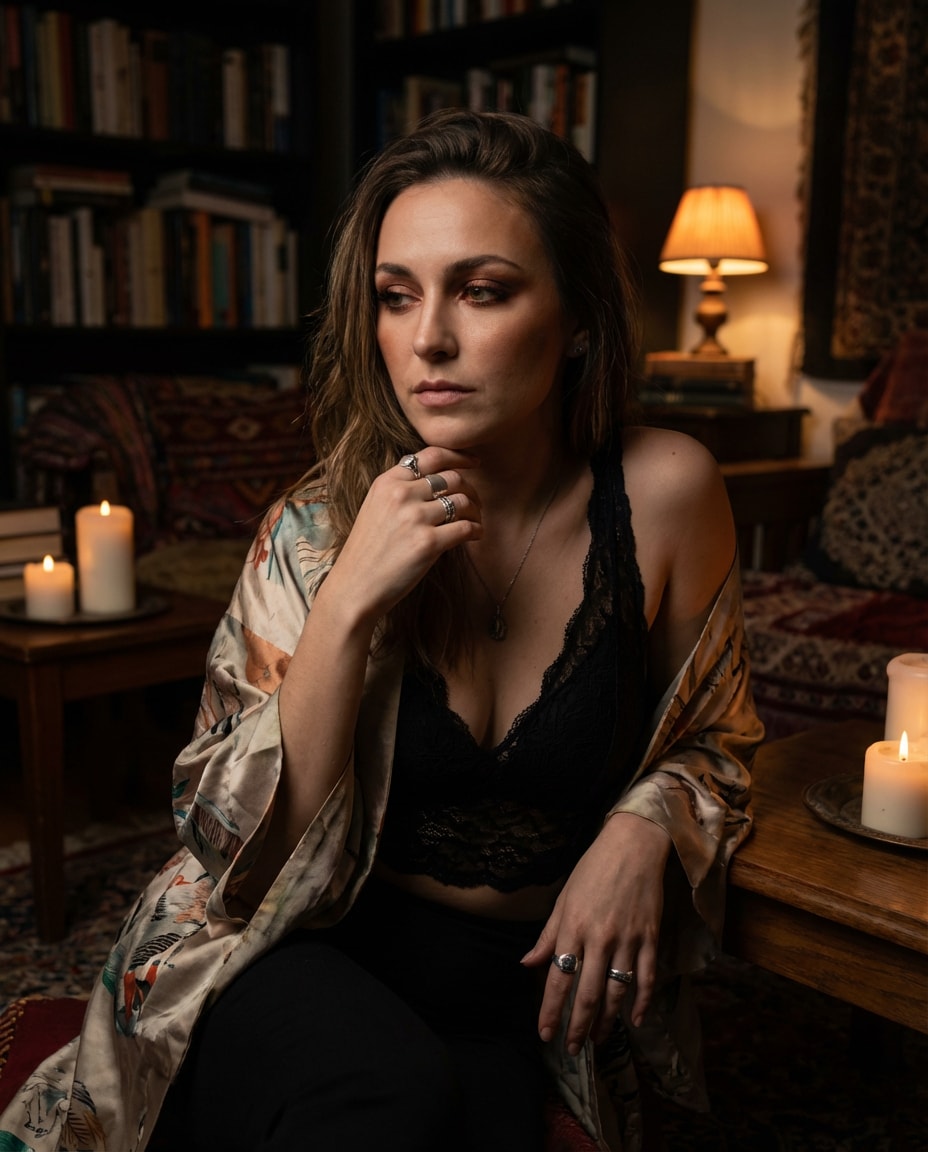 moody candlelit room photo