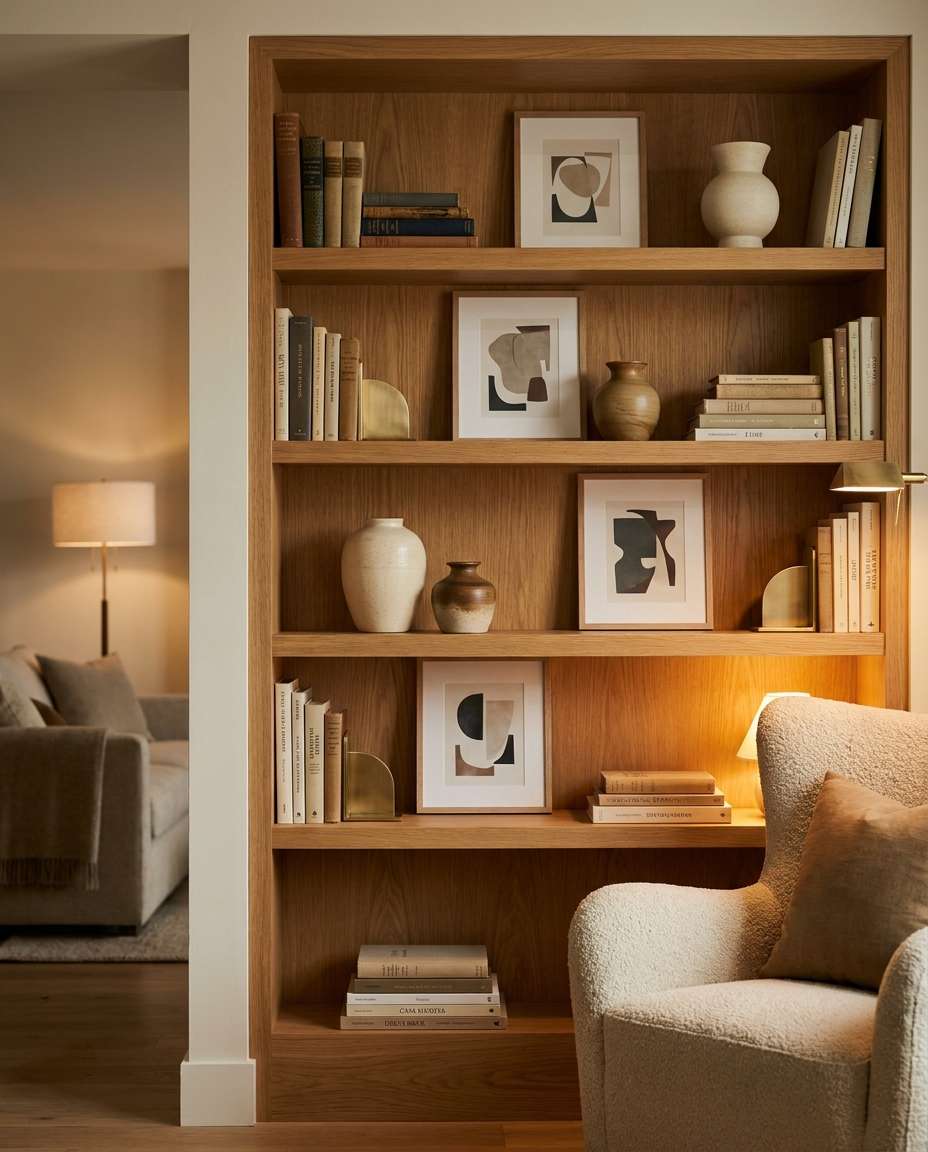 warm oak builtin photo
