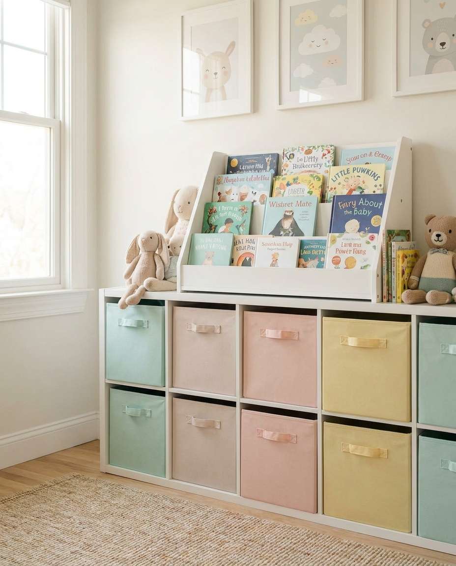 kids storybook shelf photo