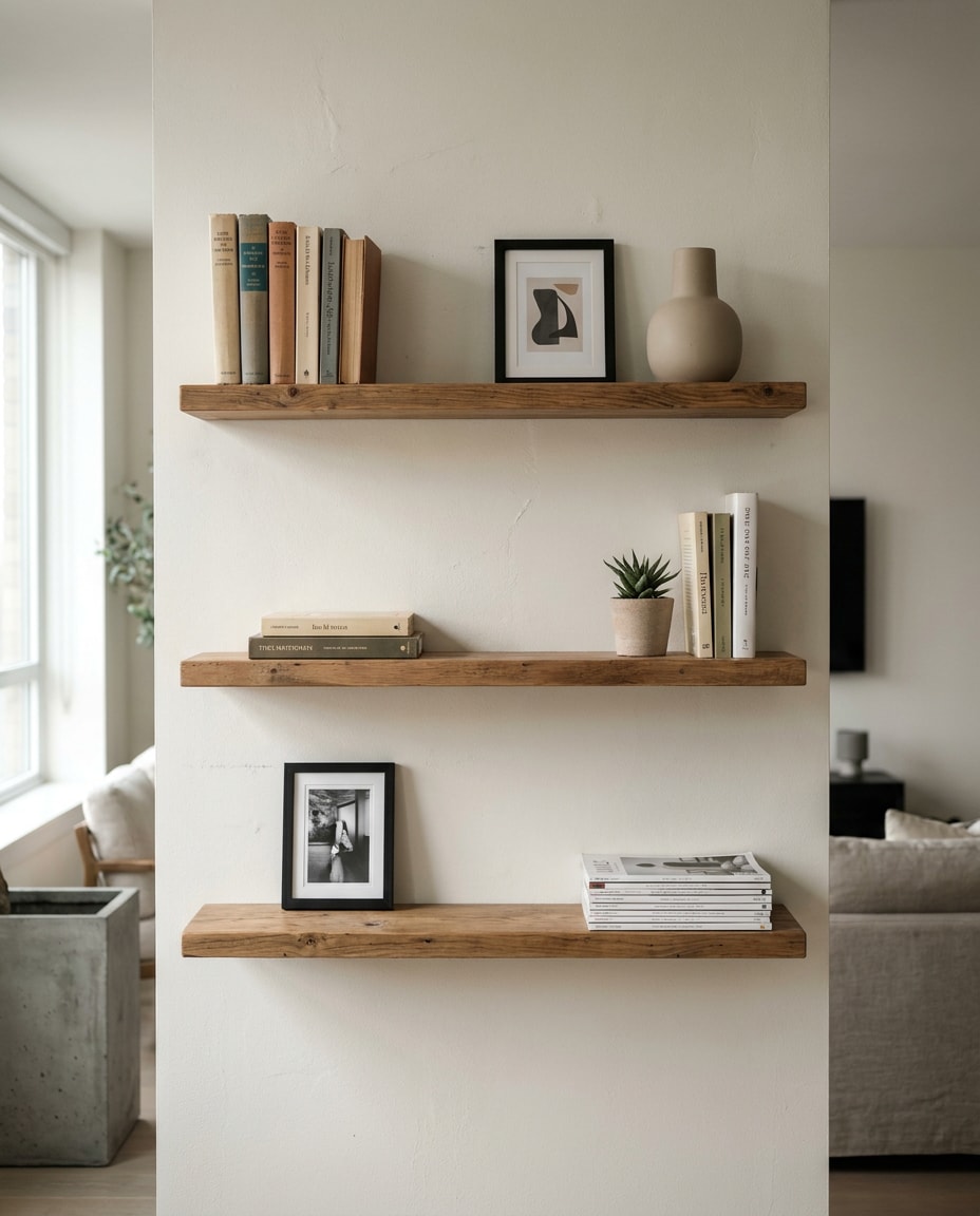 floating shelf styling photo