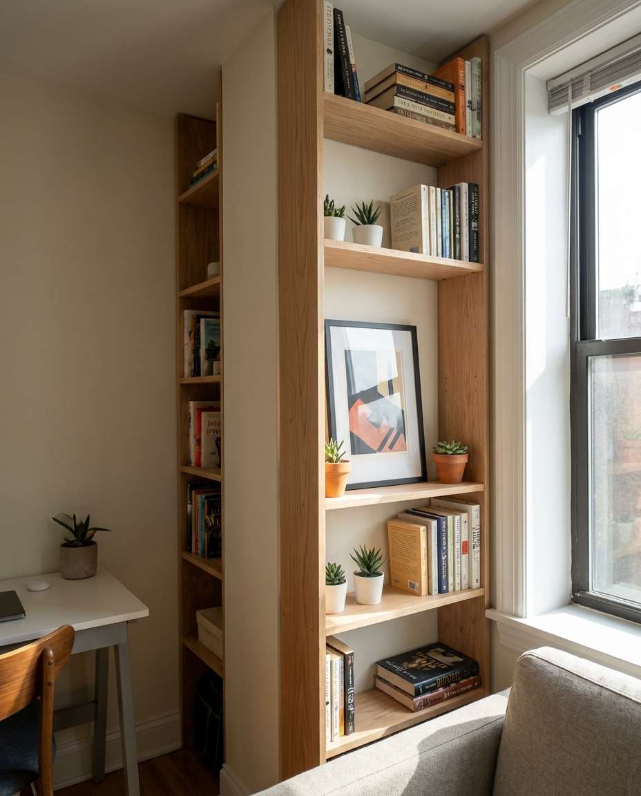 tiny apartment shelf photo