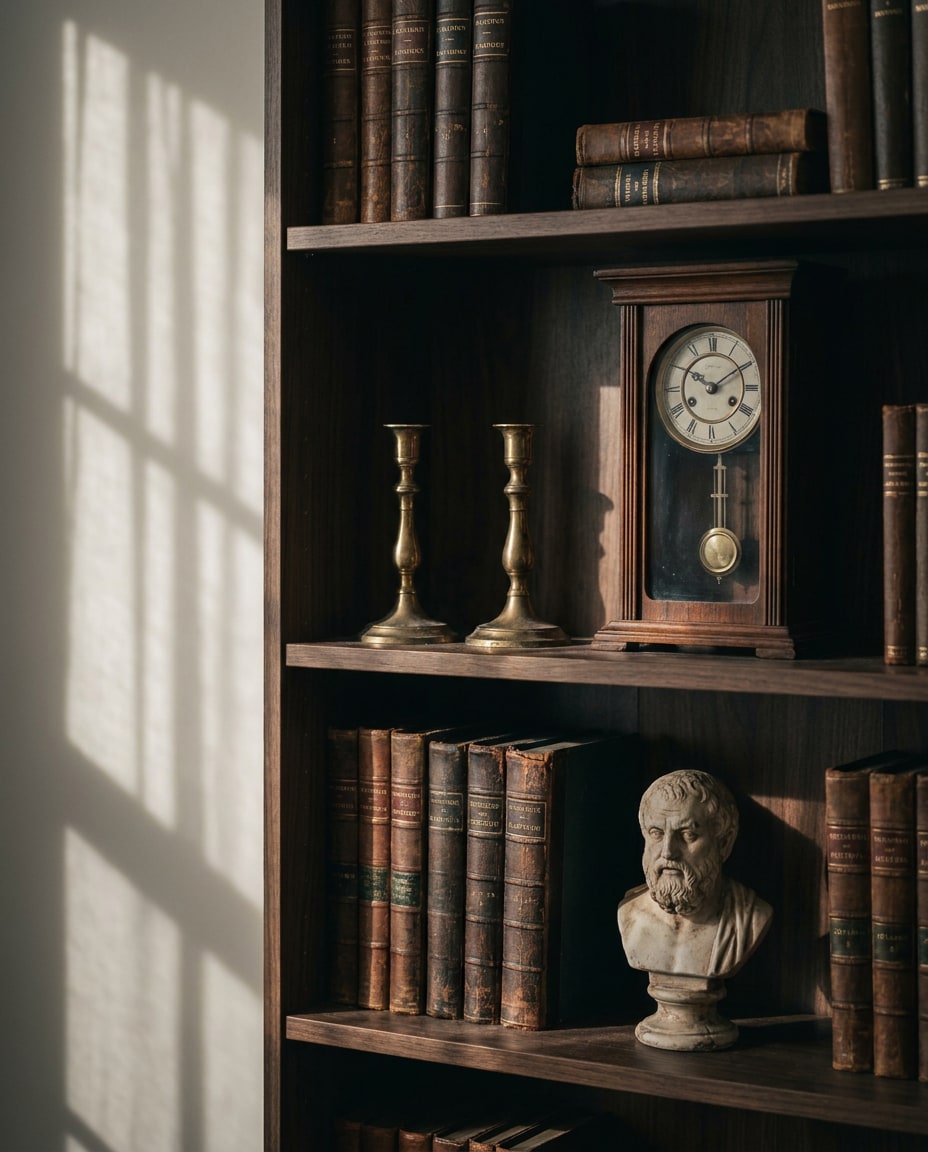 dark academia shelf photo