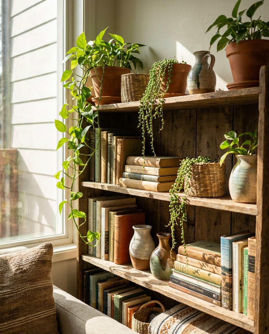 boho plant shelf photo