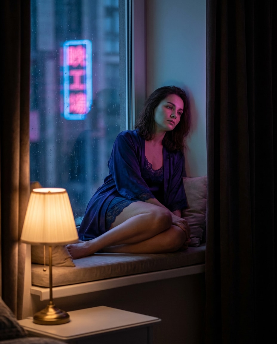 blue hour neon photo