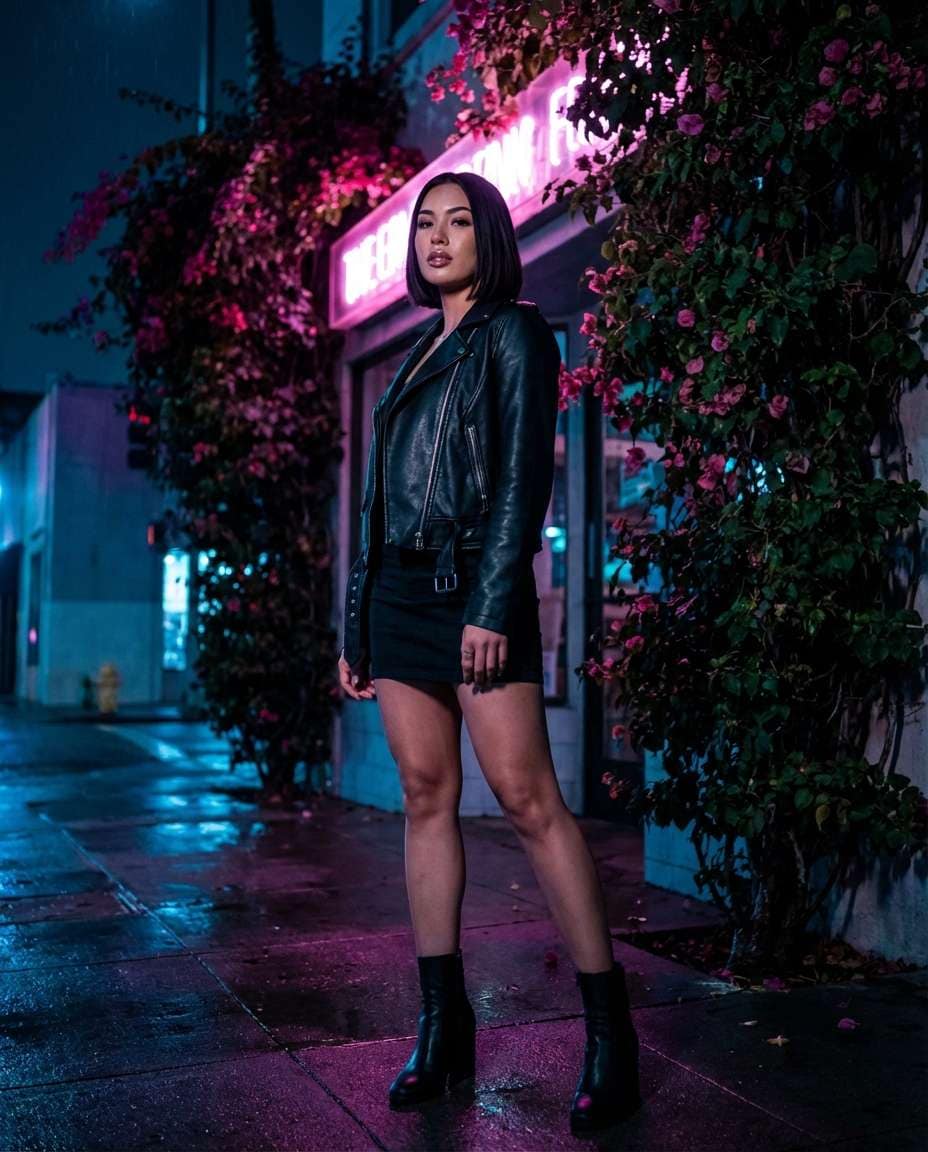 neon night blooms photo