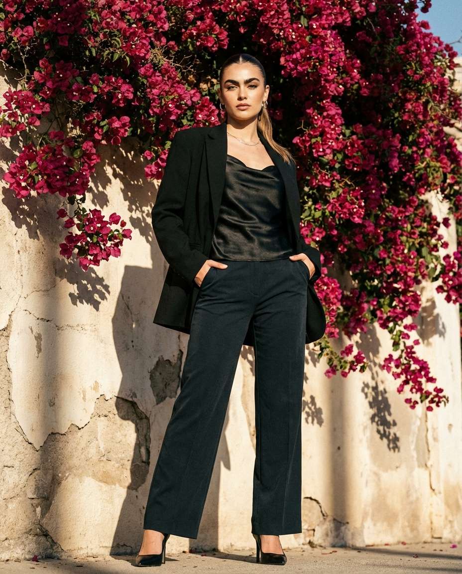 editorial wall pose photo