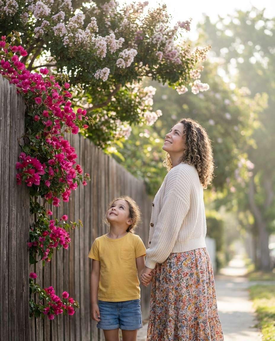 mom and child walk photo