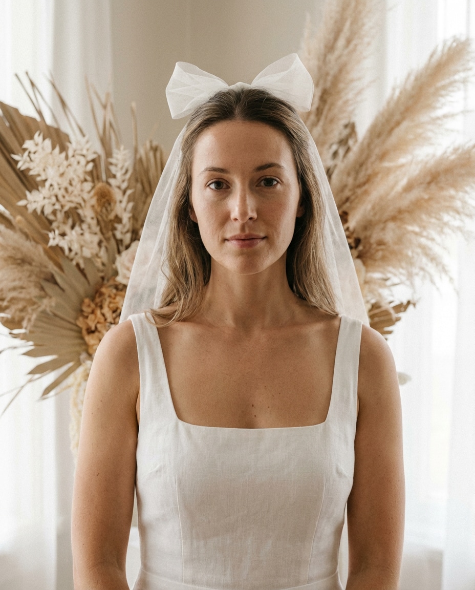 soft veil bow portrait photo