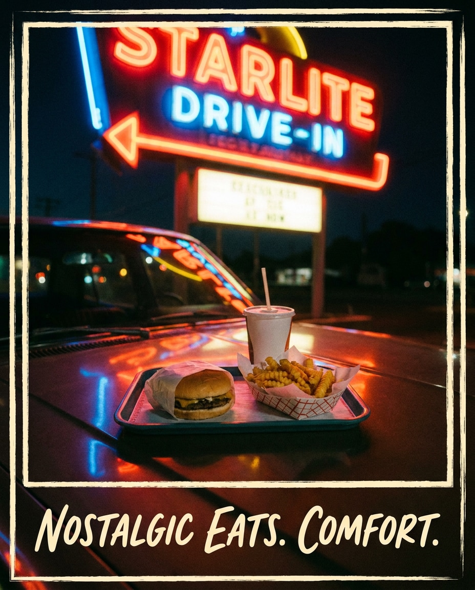 vintage drivein night photo