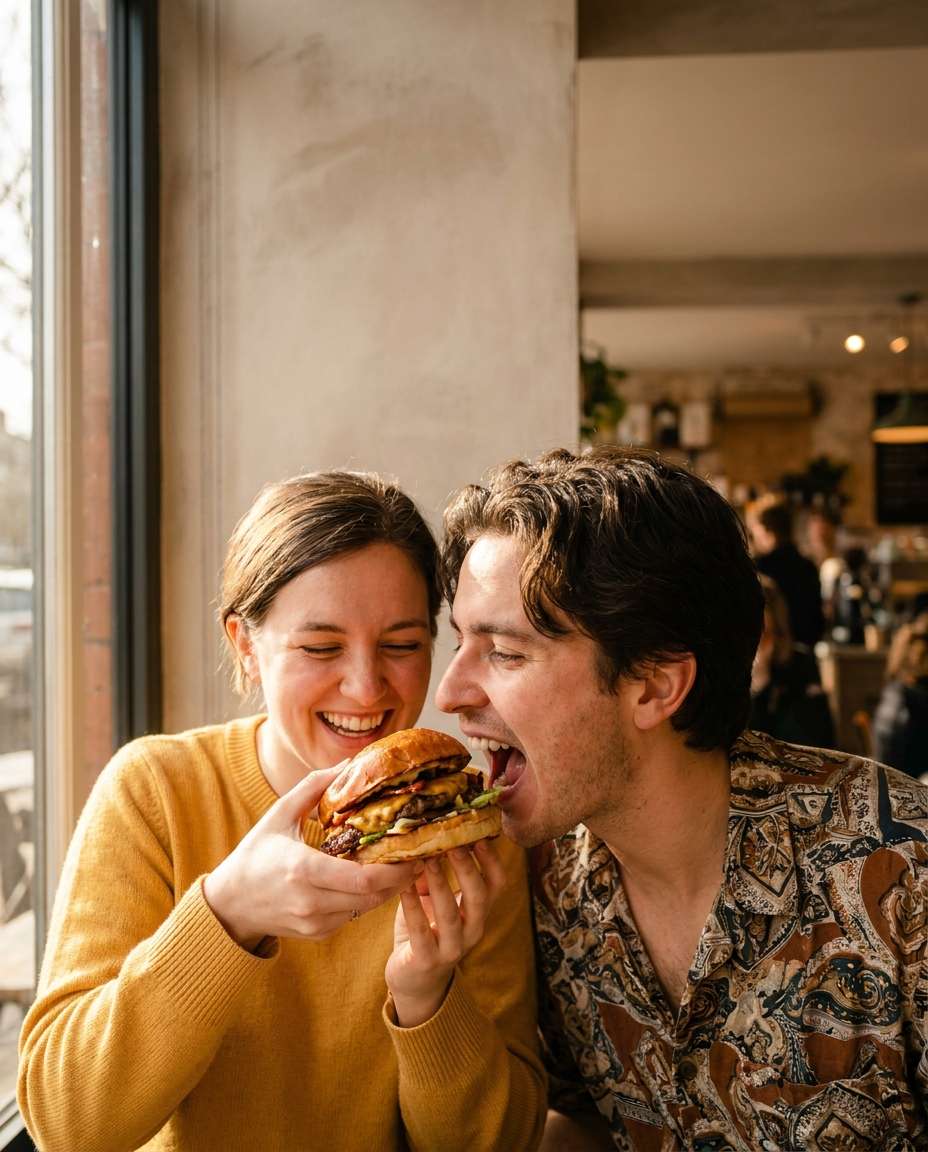 couple bite moment photo