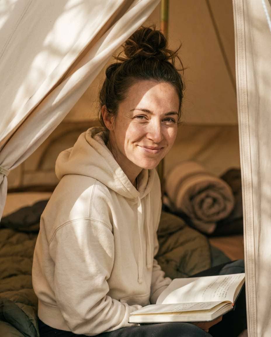 sunlit tent interior photo