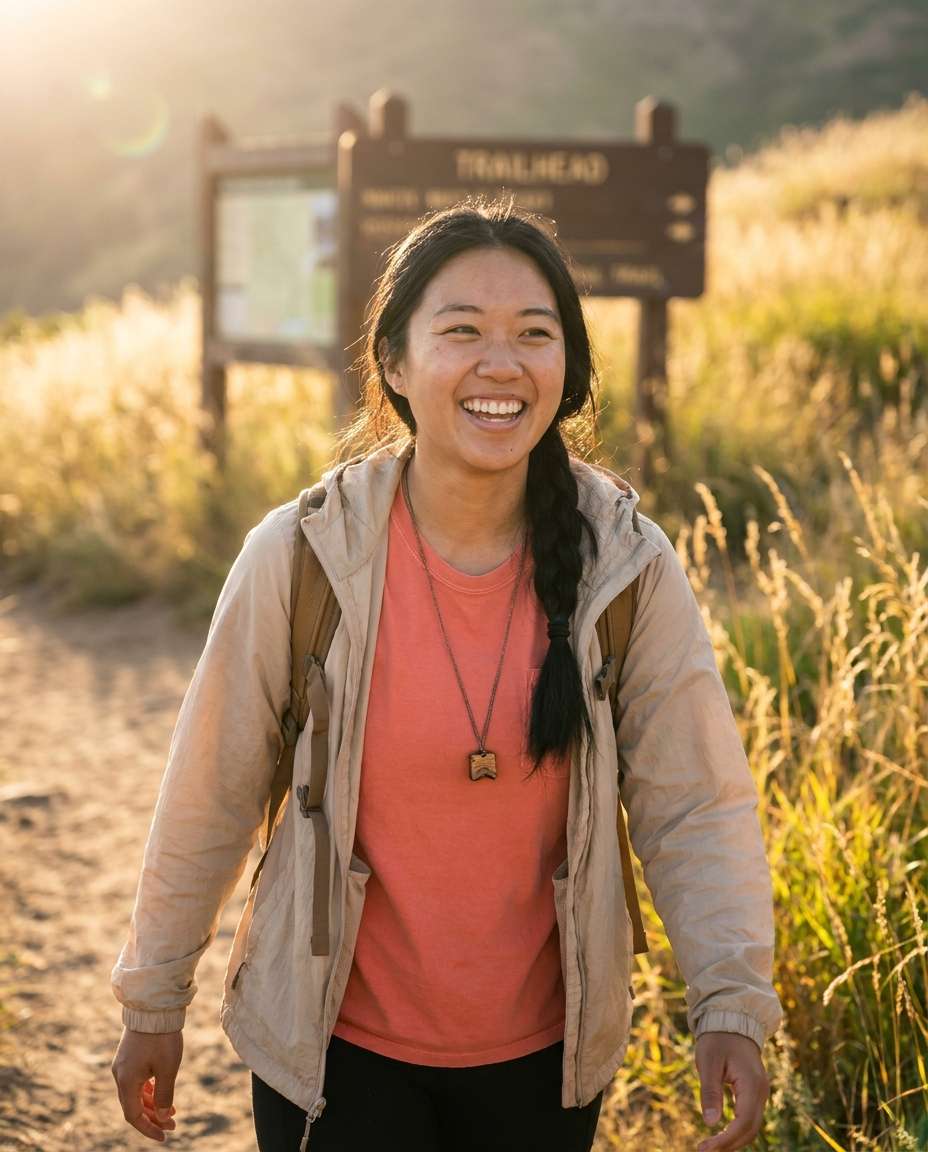 golden hour trailhead photo