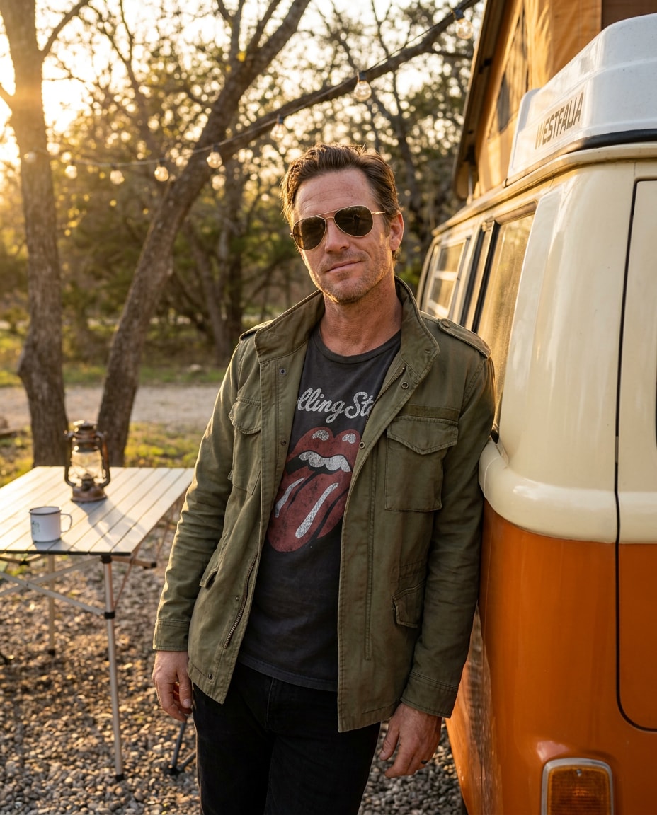 vintage camper portrait photo