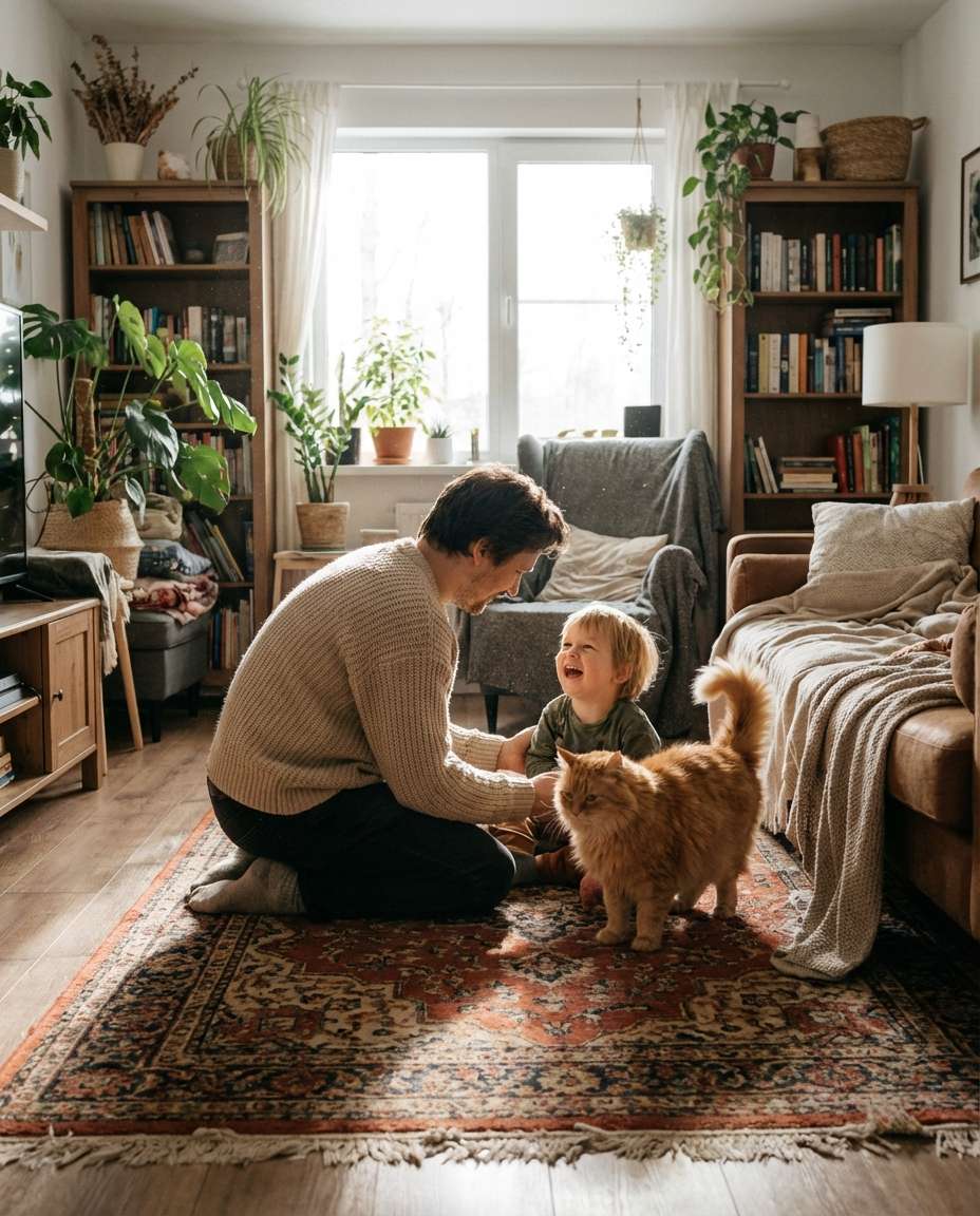 family living room laugh photo