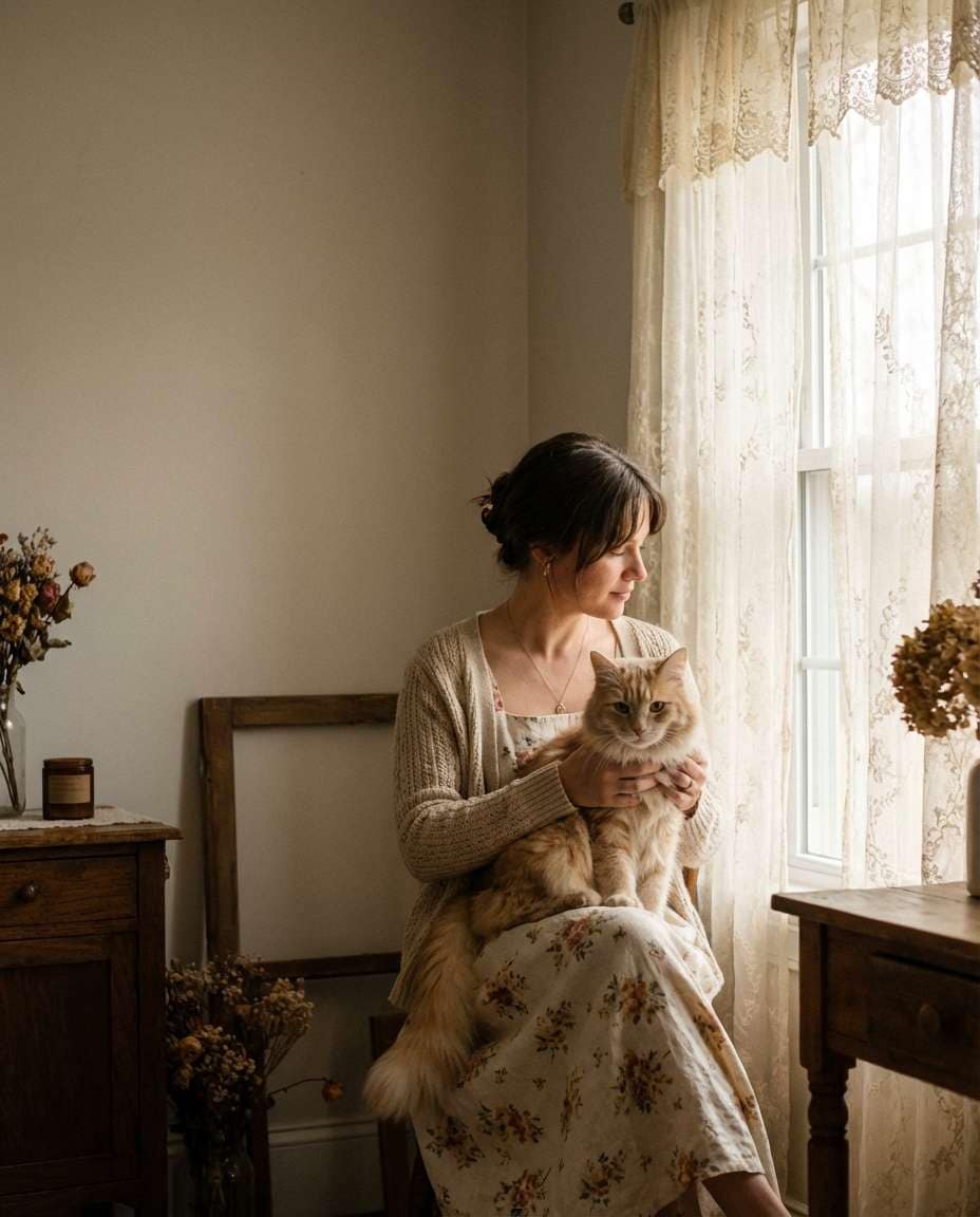 cottagecore window pose photo