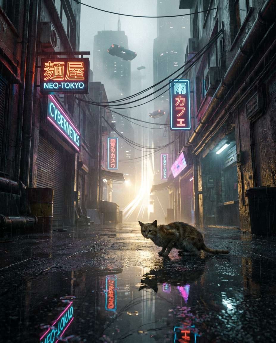 cyberpunk alley photo