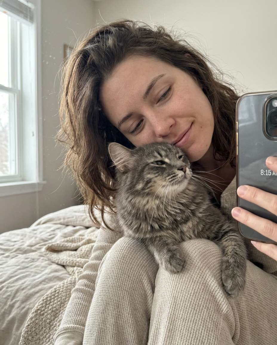 cozy bed selfie photo