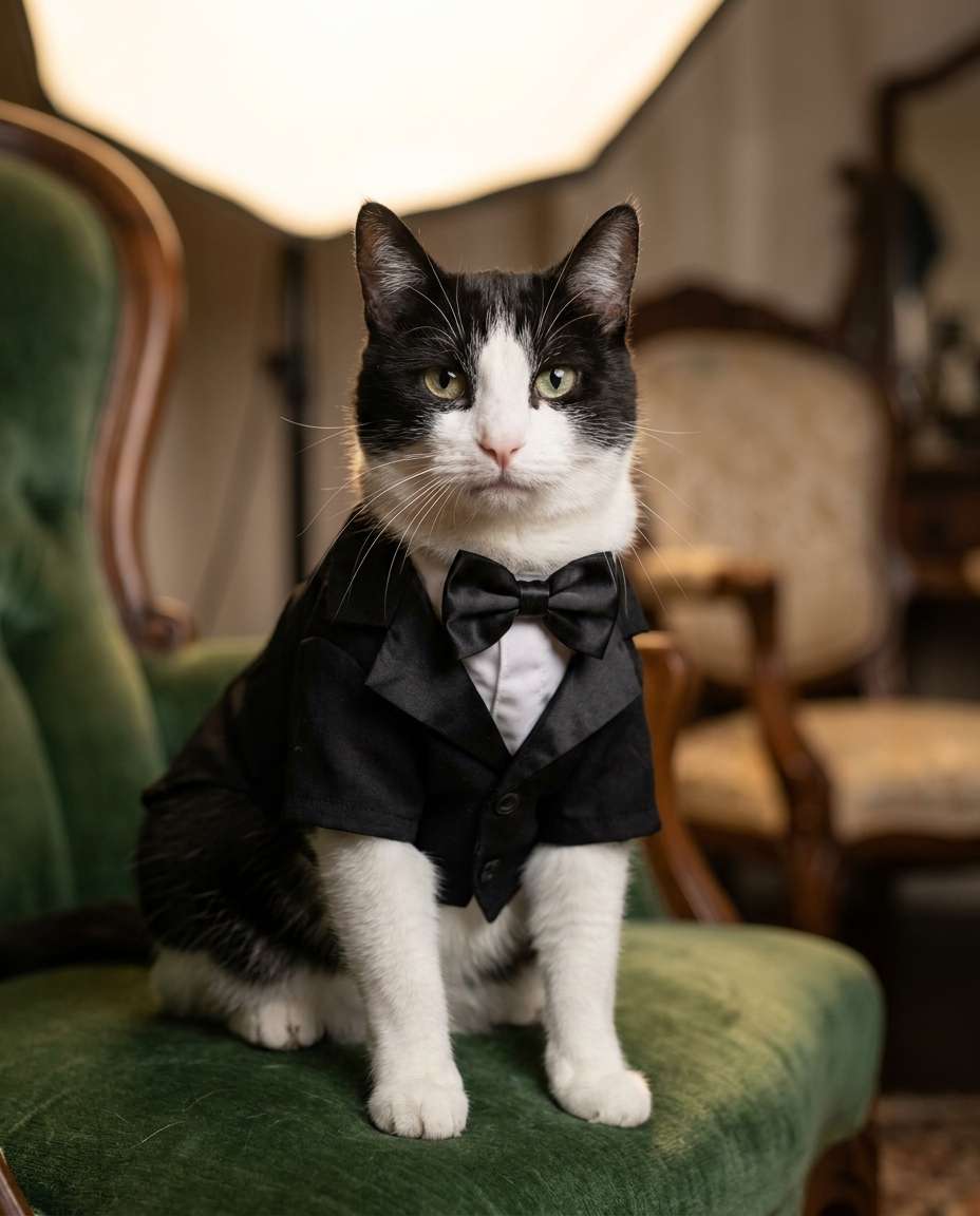 tiny tuxedo portrait photo