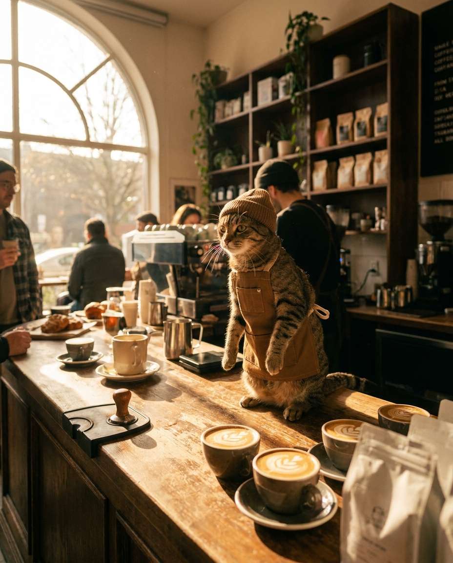 barista cafe look photo