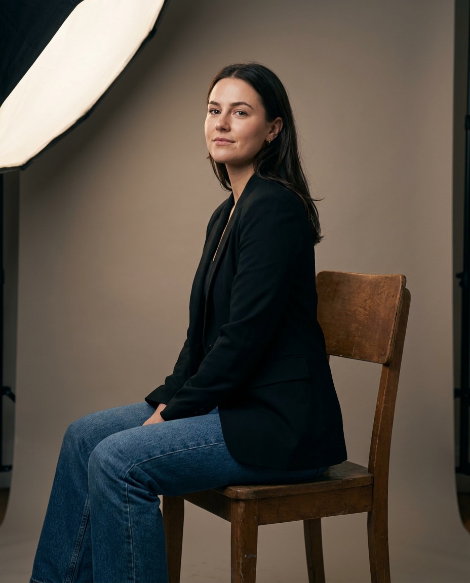studio seated portrait photo
