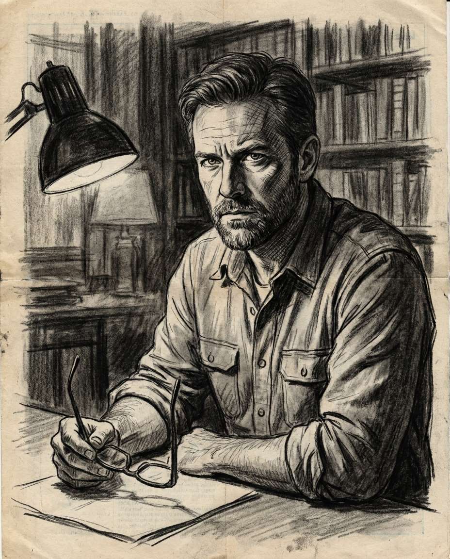 rugged writer study photo
