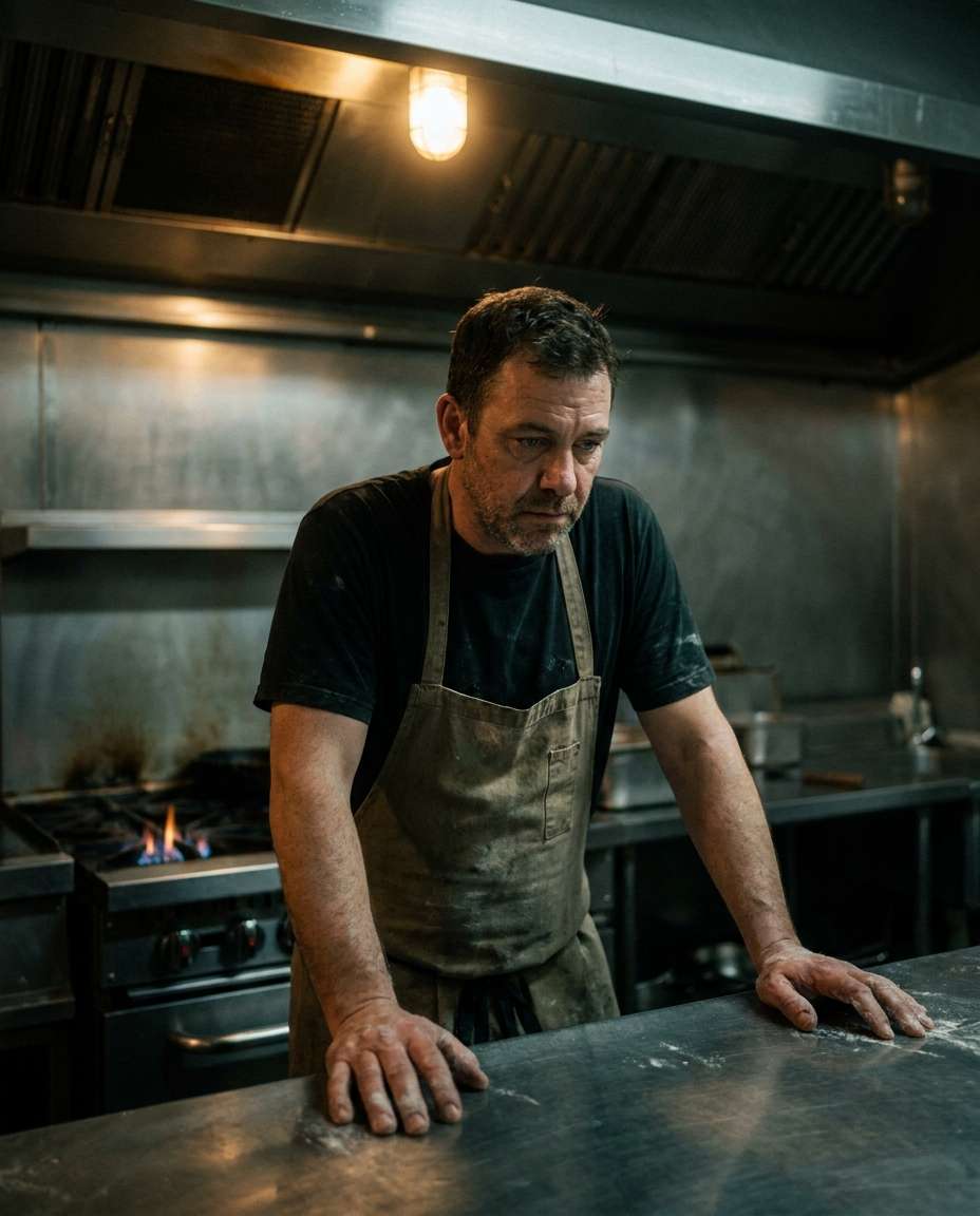 cinematic kitchen night photo