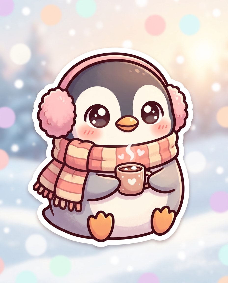 winter penguin cocoa photo