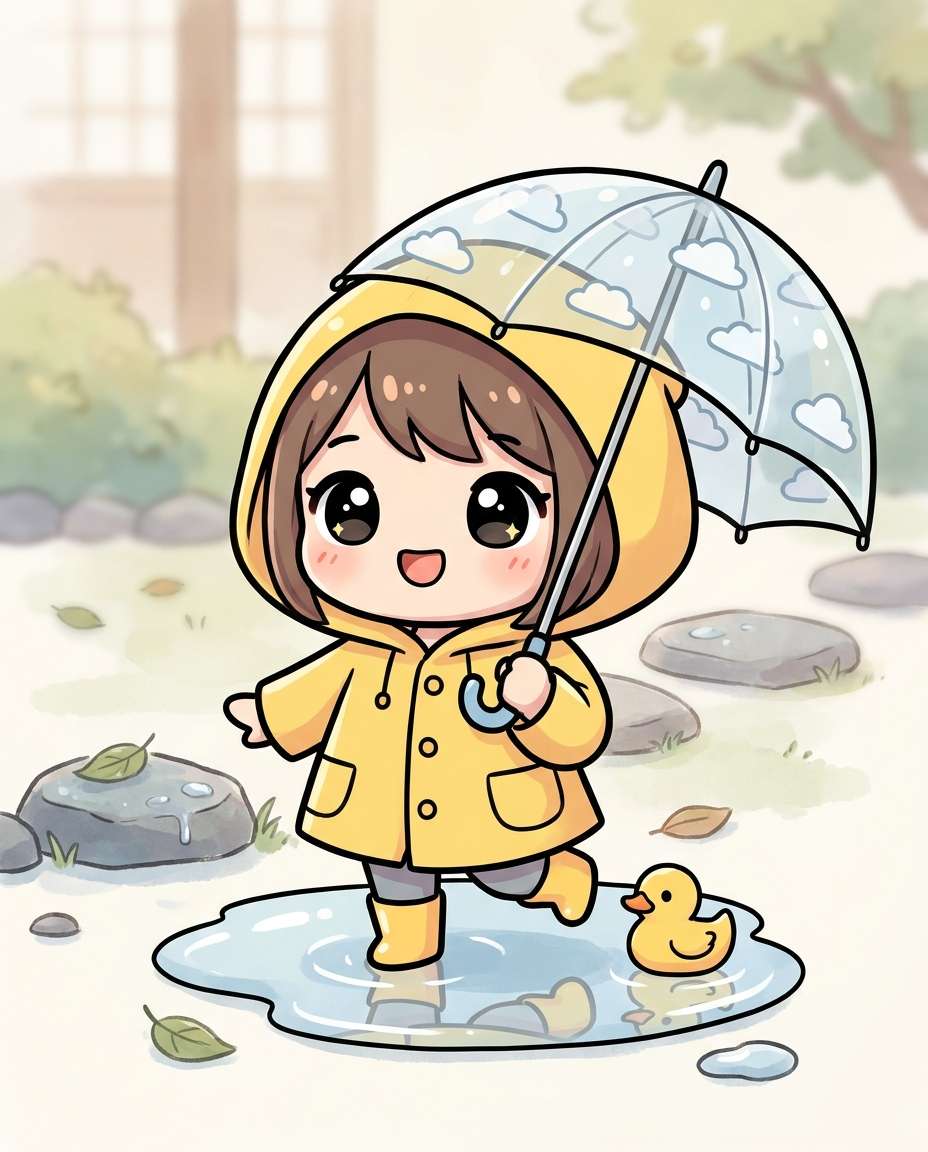 raincoat shiba pup photo