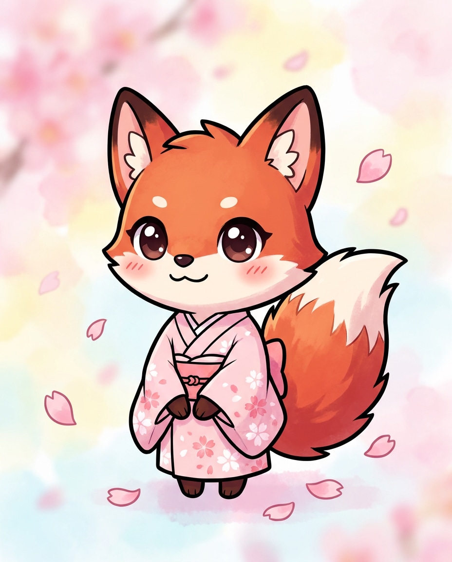 cherry blossom fox photo