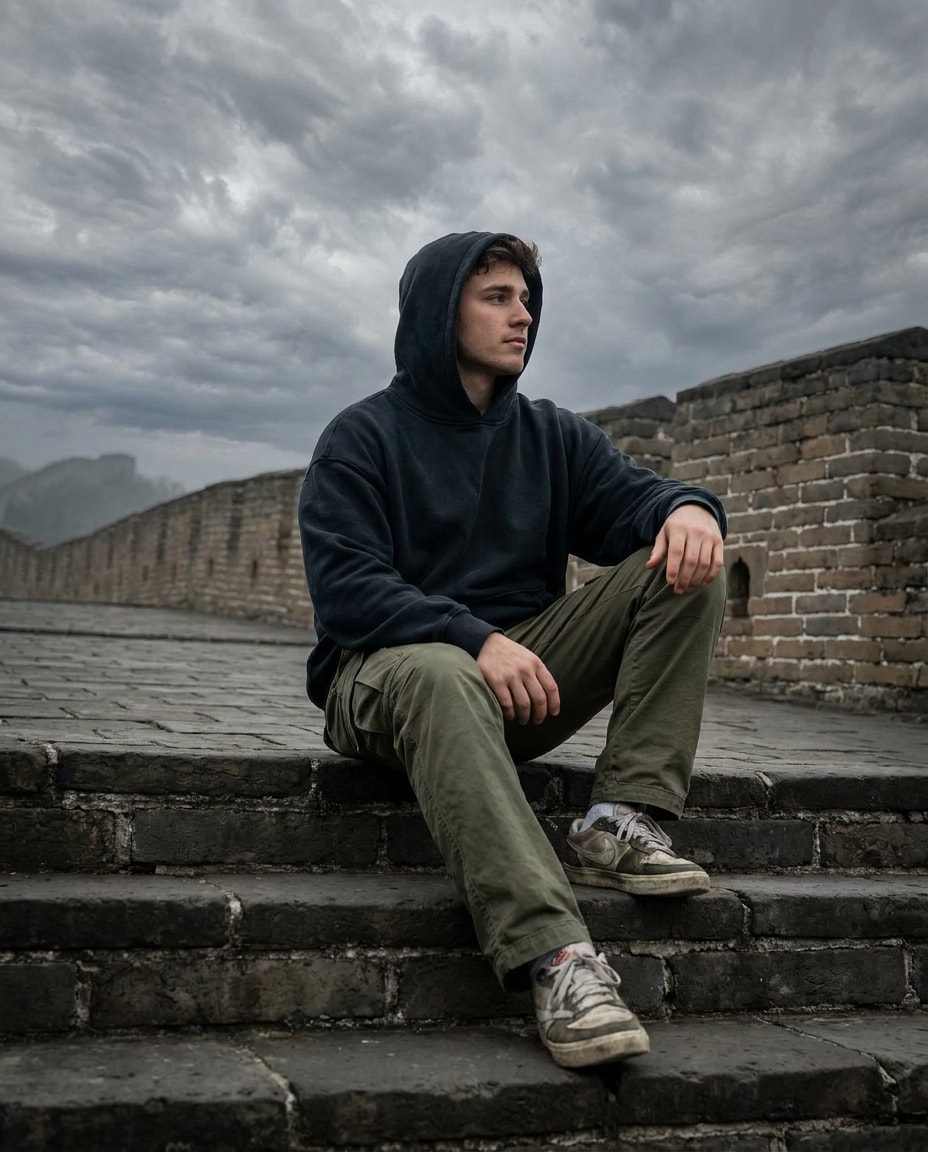 streetwear travel fit photo
