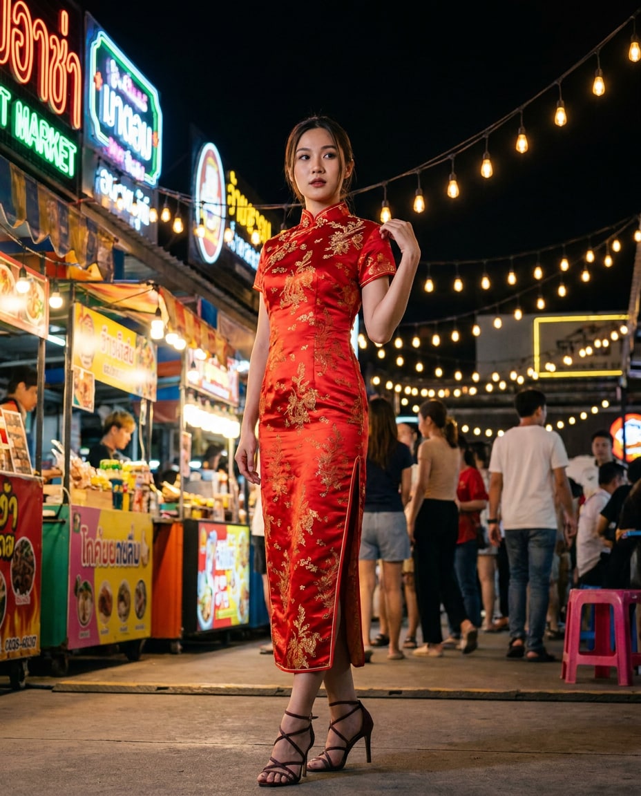 rooftop night market photo