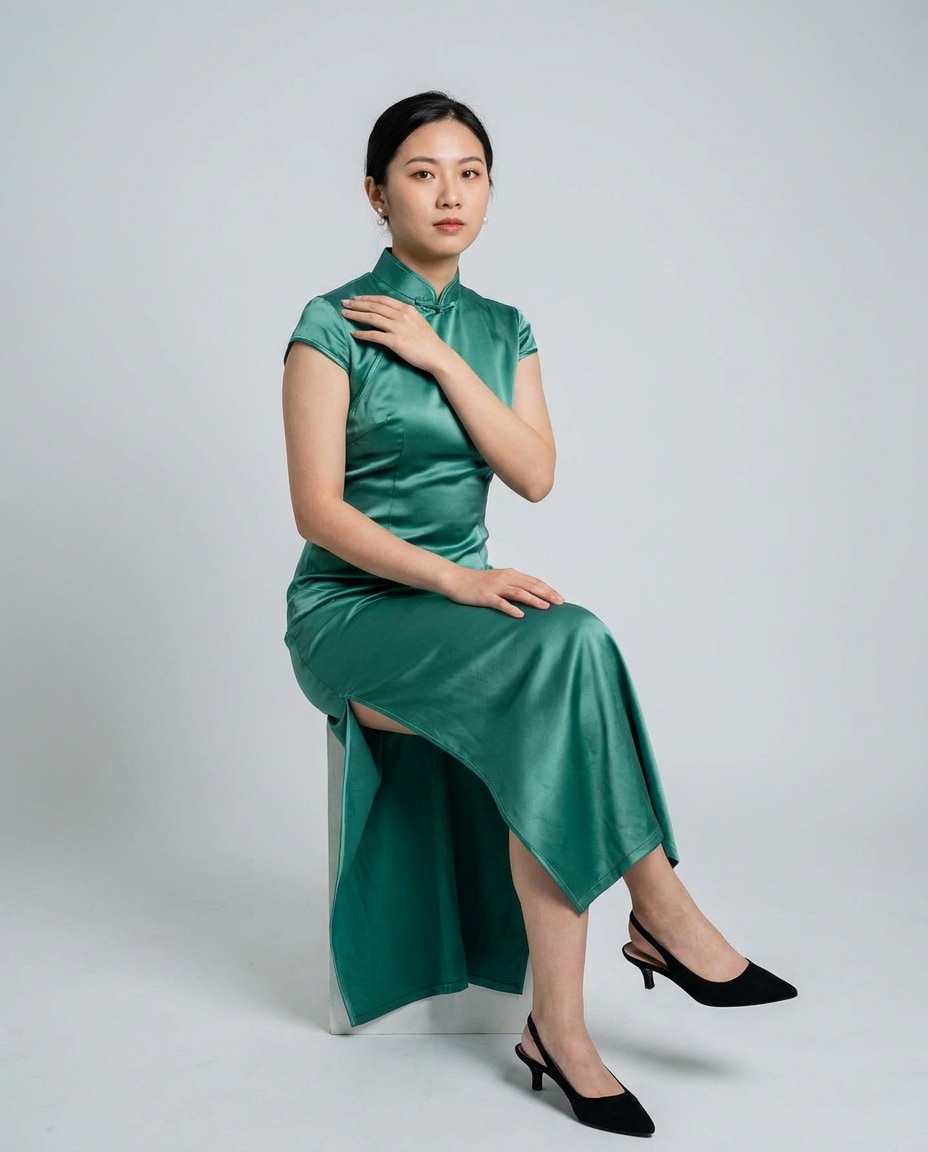 jade green satin photo