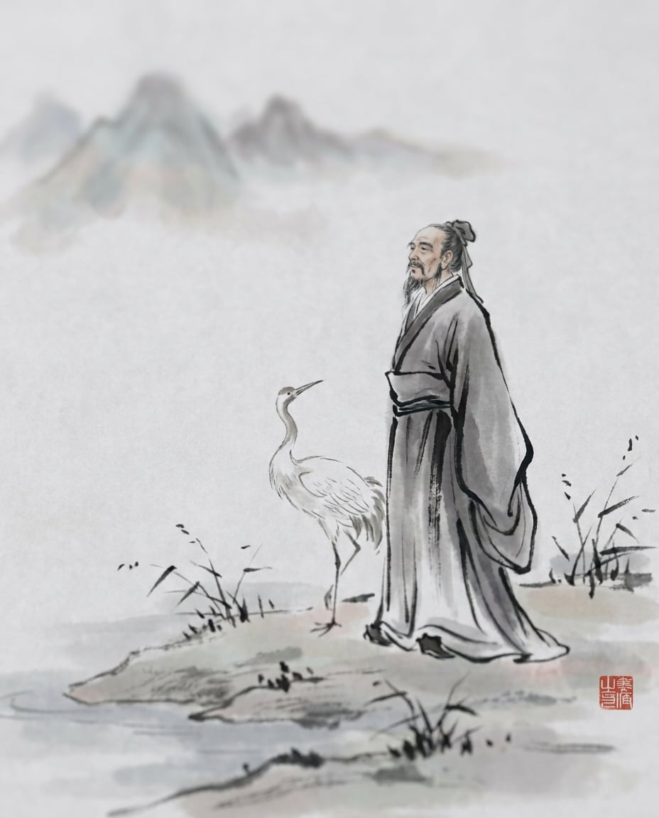 poet with white crane photo