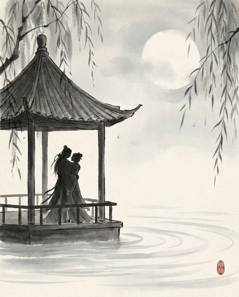 pavilion couple silhouette photo