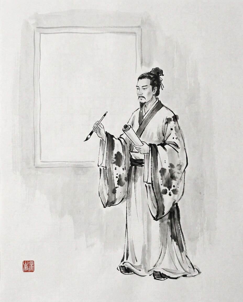 painter holding brush photo