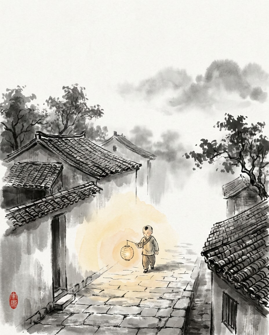 lantern walk at dusk photo