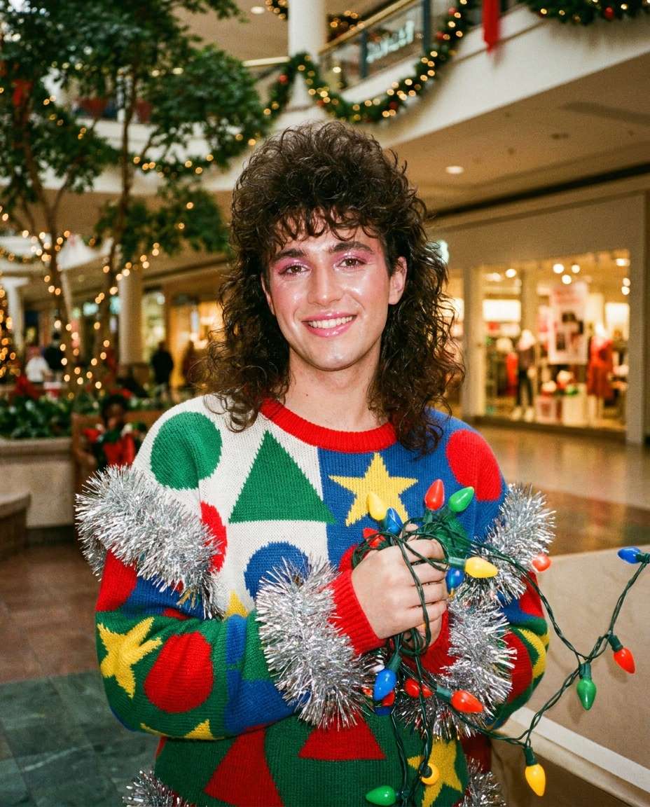 retro 80s holiday photo