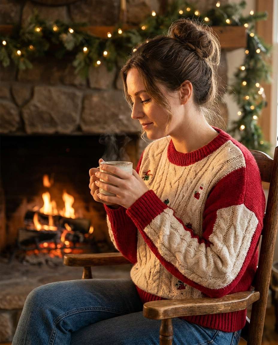 cozy cabin glow photo