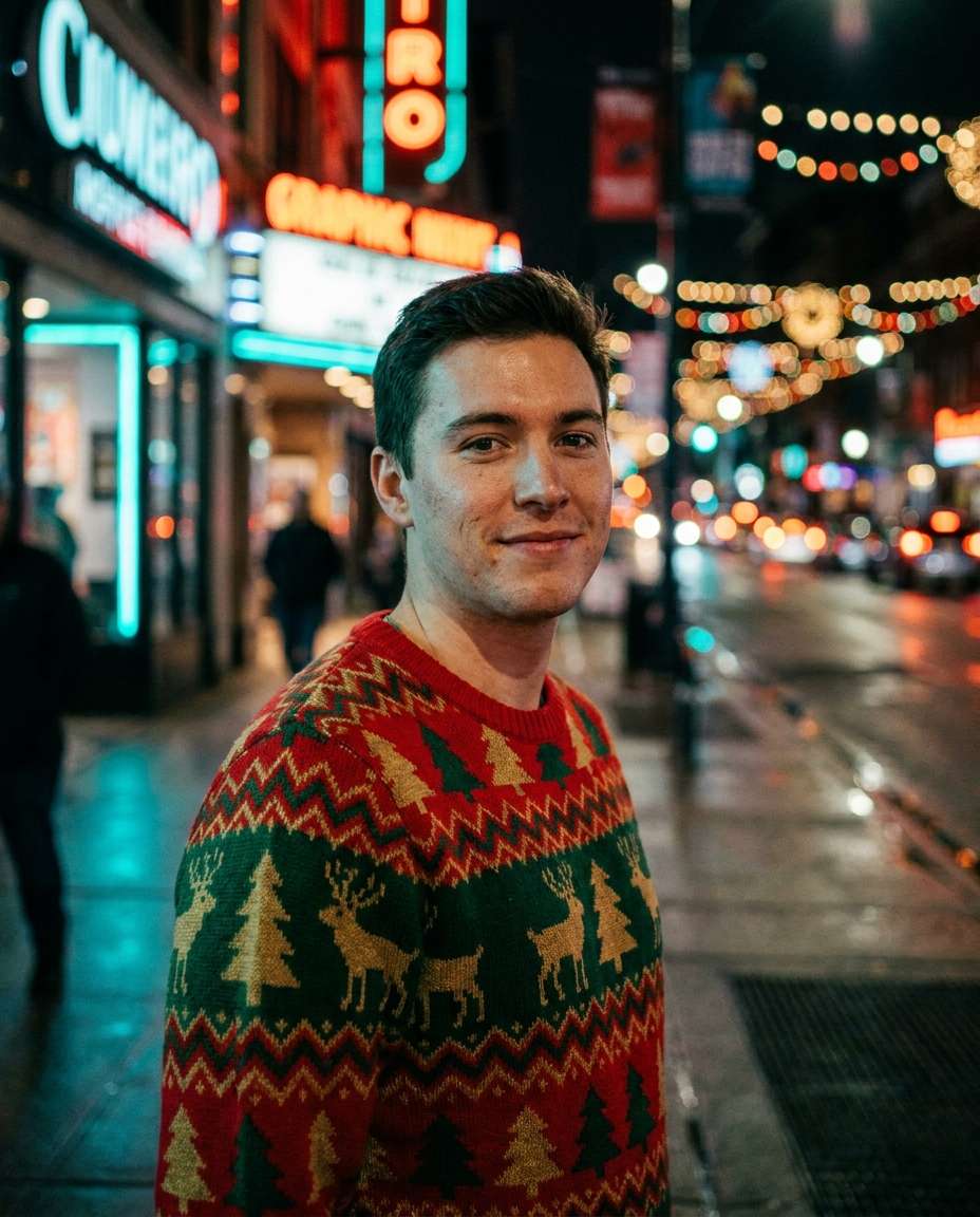 neon holiday night photo