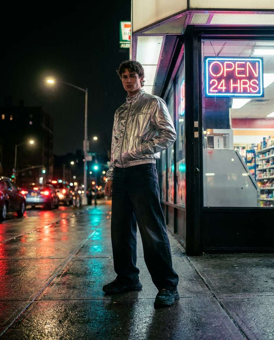 neon street fashion photo